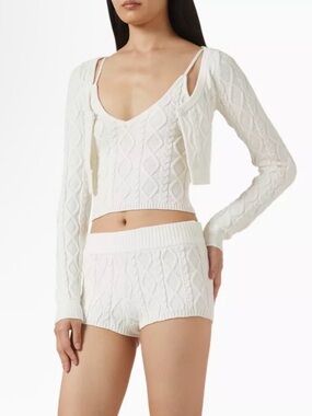 NET SKIMS Snow Bunny Shop Cable-Knit Tank in Ivory XL